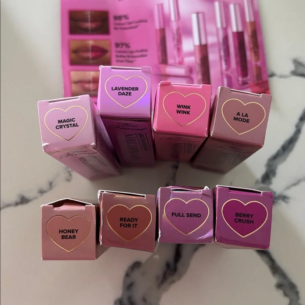 8 x Too Faced Lip Injection Maximum Plump Collection - Pink and Purple Hues